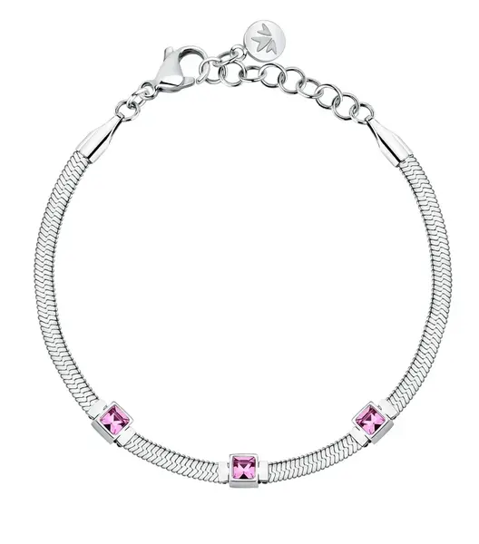 Morellato Ocelový náramek s fuchsiovými krystaly Hádek Gioia SAVY33