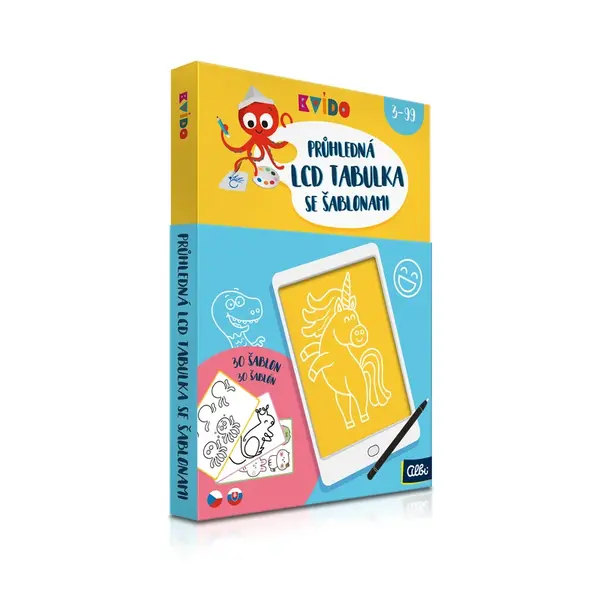 Priehľadná LCD tabuľka s 30 šablónami - Kvído ALBI