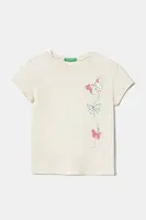 Dětské bavlněné tričko United Colors of Benetton béžová barva, 3I1XG10J2