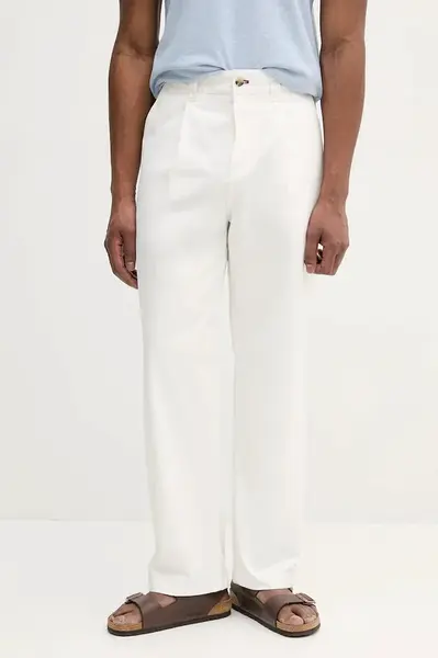 Bavlněné kalhoty Tommy Hilfiger SAILING pánské, bílá barva, ve střihu chinos, MN0MN00016