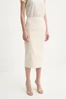 Sukně Guess JAYLA béžová barva, midi, pouzdrová, W5GD93 WGMR2