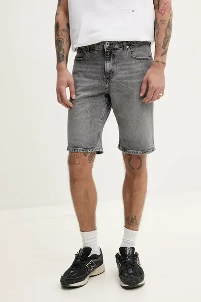 Džínové šortky Karl Lagerfeld Jeans pánské, šedá barva, A2M10082