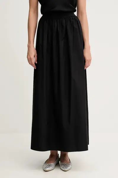 Bavlněná sukně United Colors of Benetton černá barva, maxi, áčková, 4TPUD004I