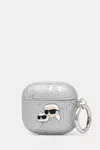 Pouzdro na airpod Karl Lagerfeld AirPods 4 stříbrná barva, KLA4PGKCPS