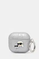 Pouzdro na airpod Karl Lagerfeld AirPods 4 stříbrná barva, KLA4PGKCPS