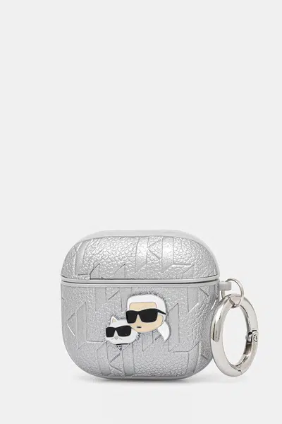 Pouzdro na airpod Karl Lagerfeld AirPods 4 stříbrná barva, KLA4PGKCPS