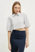 Bavlněná košile Patrizia Pepe šedá barva, relaxed, s klasickým límcem, 2C1601 A569