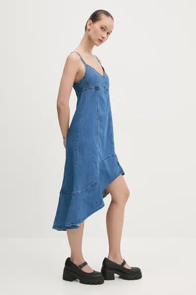 Džínové šaty Desigual MUNICH modrá barva, mini, 25SWVD07