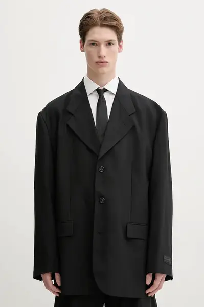 Vlněné sako MM6 Maison Margiela pánská, černá barva, SH0BN0011