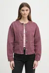 Džínová bunda Pepe Jeans DAENA BERRY dámská, růžová barva, přechodná, oversize, PL402525