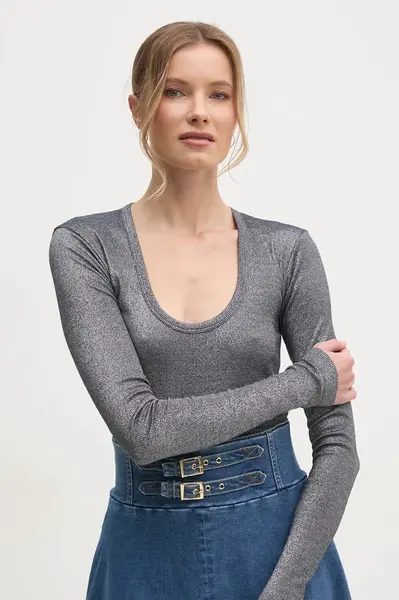 Tričko s dlouhým rukávem Pinko stříbrná barva, 104650 A2CQ