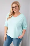 Dámská oversized plus-size halenka Kesi s V-výstřihem v mentolové barvě