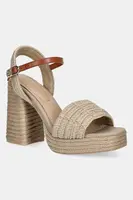 Sandály Tommy Hilfiger ROPE HEEL PLATFORM SANDAL béžová barva, FW0FW08425