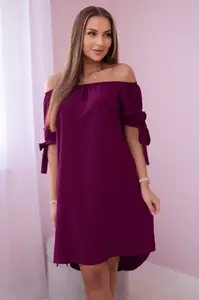 Dress with ties on the sleeves plum