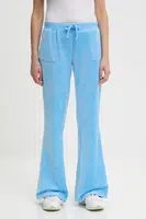 Velurové teplákové kalhoty Juicy Couture CAISA LOW RISE PANT dámské, modrá barva, JCSEBJ008
