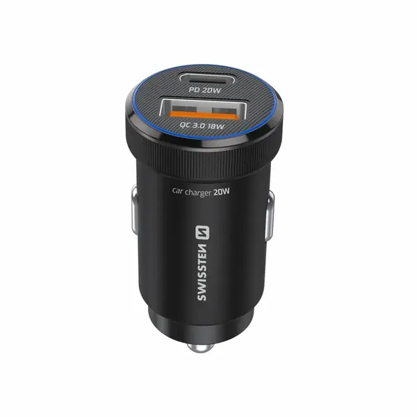 Swissten CL Adaptér PD USB-C PD + USB-A, 20W černá