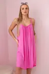 Kesi Włoski Viskózové šaty na ramínka růžový