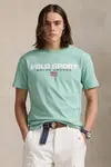 Bavlněné tričko Polo Ralph Lauren pánské, modrá barva, s potiskem, 710880627