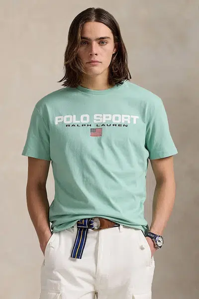 Bavlněné tričko Polo Ralph Lauren pánské, modrá barva, s potiskem, 710880627