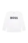 BOSS Detská bavlnená košeľa s dlhým rukávom BOSS