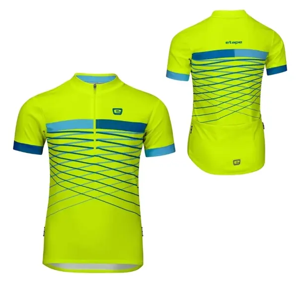 Dětský cyklo dres Etape Lucky žlutá fluo/modrá 128/134