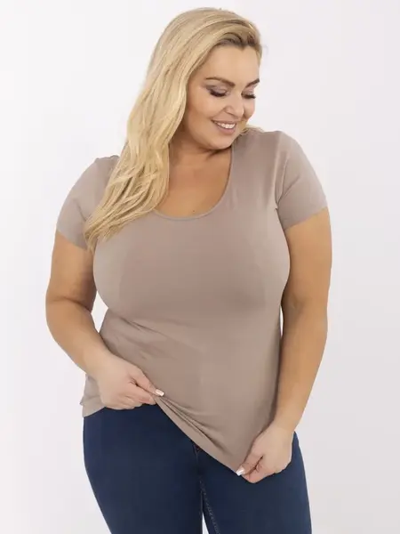 Tmavobéžové tričko plus size