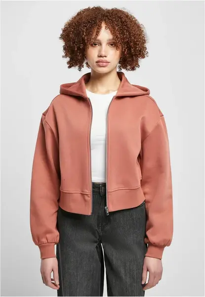 Dámská krátká oversized bunda na zip z terakoty