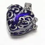 Enamel Heart Rack Plating Platinum Brass Prayer Box Pendants