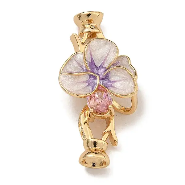 Brass Micro Pave Clear Cubic Zirconia Fold Over Clasps