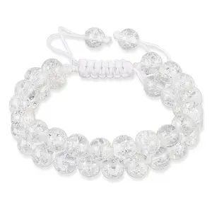 Sparkling Round Glass Braided Bead Bracelet
