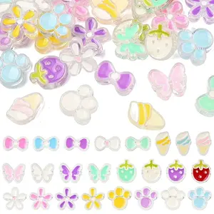 36Pcs 6 Styles Transparent Acrylic Beads