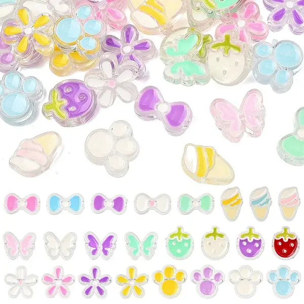 36Pcs 6 Styles Transparent Acrylic Beads