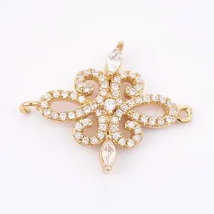 Brass Micro Pave Cubic Zirconia Links