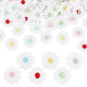 180Pcs 6 Colors Flower Polyester Sew on Appliques