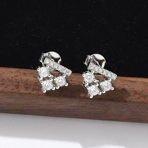 925 Sterling Silver Clear Cubic Zirconia Stud Earrings