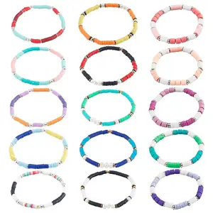 Handmade Polymer Clay Heishi Beaded Stretch Bracelets