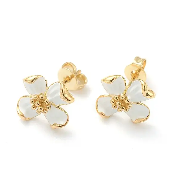 Brass Enamel Stud Earrings