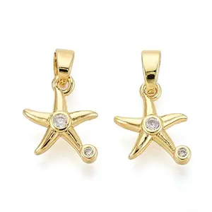 Brass Micro Pave Clear Cubic Zirconia Pendants