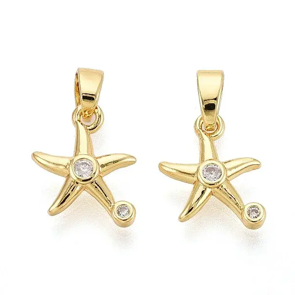 Brass Micro Pave Clear Cubic Zirconia Pendants