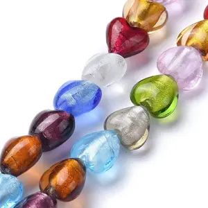 Handmade Silver Foil Lampwork Beads Strands