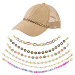 Flower 304 Stainless Steel Enamel & Disc Polymer Clay Link Baseball Cap Chain