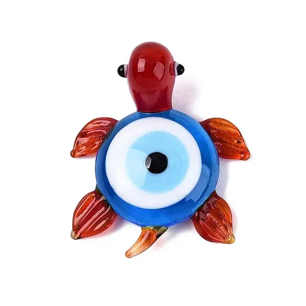 Handmade Lampwork Turtle with Evil Eye Figurine Display Decorations