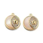 Natural White Shell & Clear Cubic Zirconia & Brass Charms