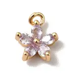 Brass Cubic Zirconia Flower Charms