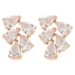 Rack Plating Leaf Brass Clear Cubic Zirconia Stud Earrings