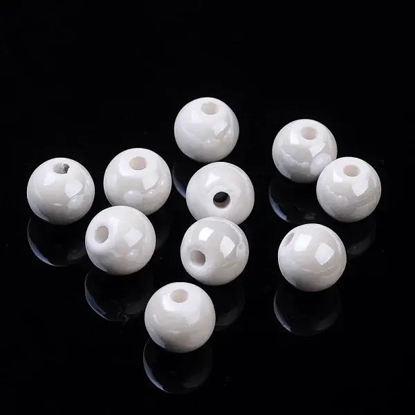 Pearlized Handmade Porcelain Round Beads