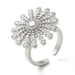Rotatable Cubic Zirconia Flower Open Ring
