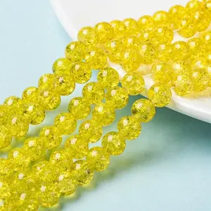 Spray Painted Crackle Glass Beads Strands