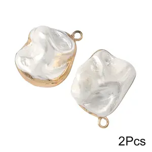 2Pcs Baroque Shell Pearl Pendants