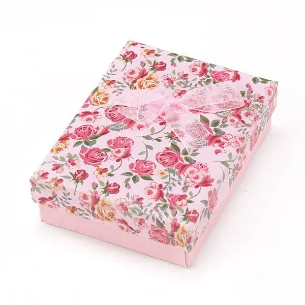 Flower Pattern Cardboard Jewelry Packaging Box